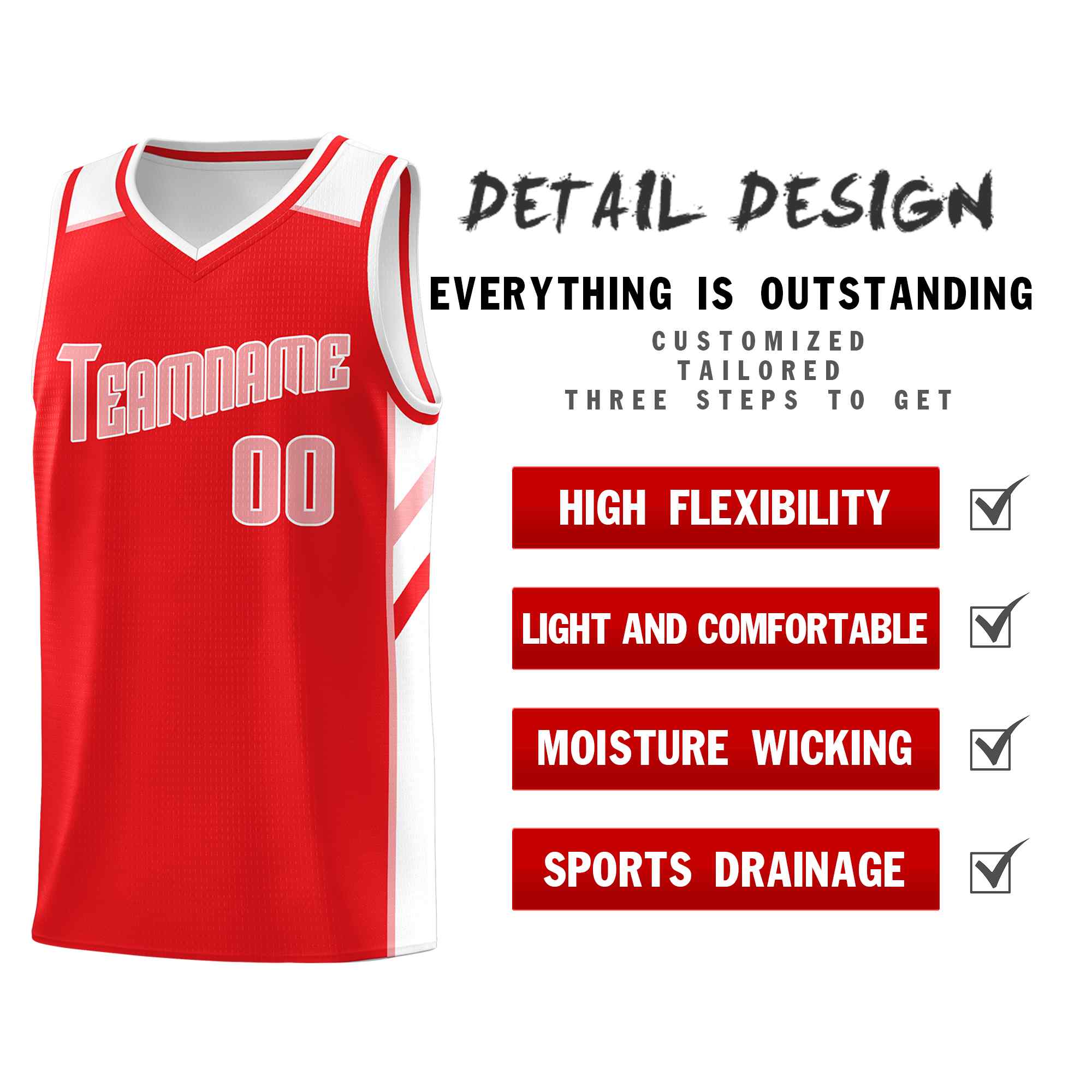 Custom Red Pink-White Classic Sets Sports Uniform Basketball Jersey