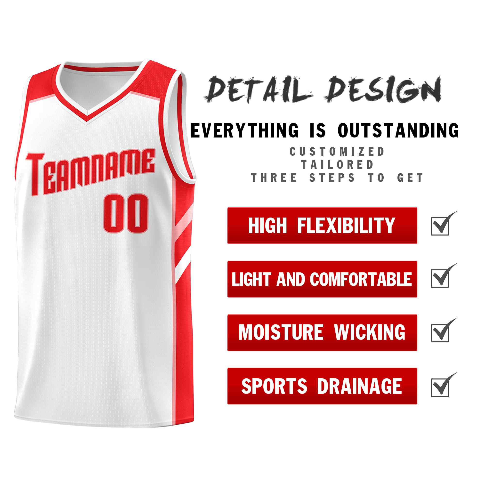 Ensembles classiques personnalisés blanc rouge-rose, maillot de basket-ball uniforme de sport