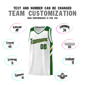 Custom White Green-Old Gold Classic Sets Sports Uniform Basketball Jersey