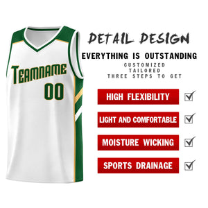 Custom White Green-Old Gold Classic Sets Sports Uniform Basketball Jersey