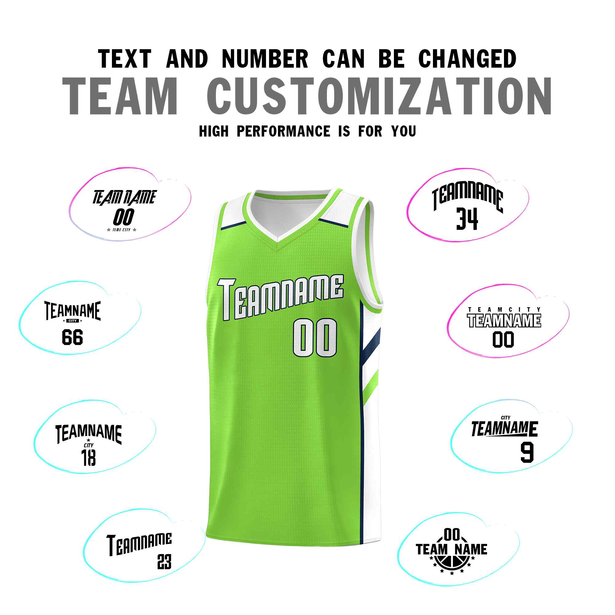 Custom Neon Green White-Navy Classic Sets Sports Uniform Basketball Jersey