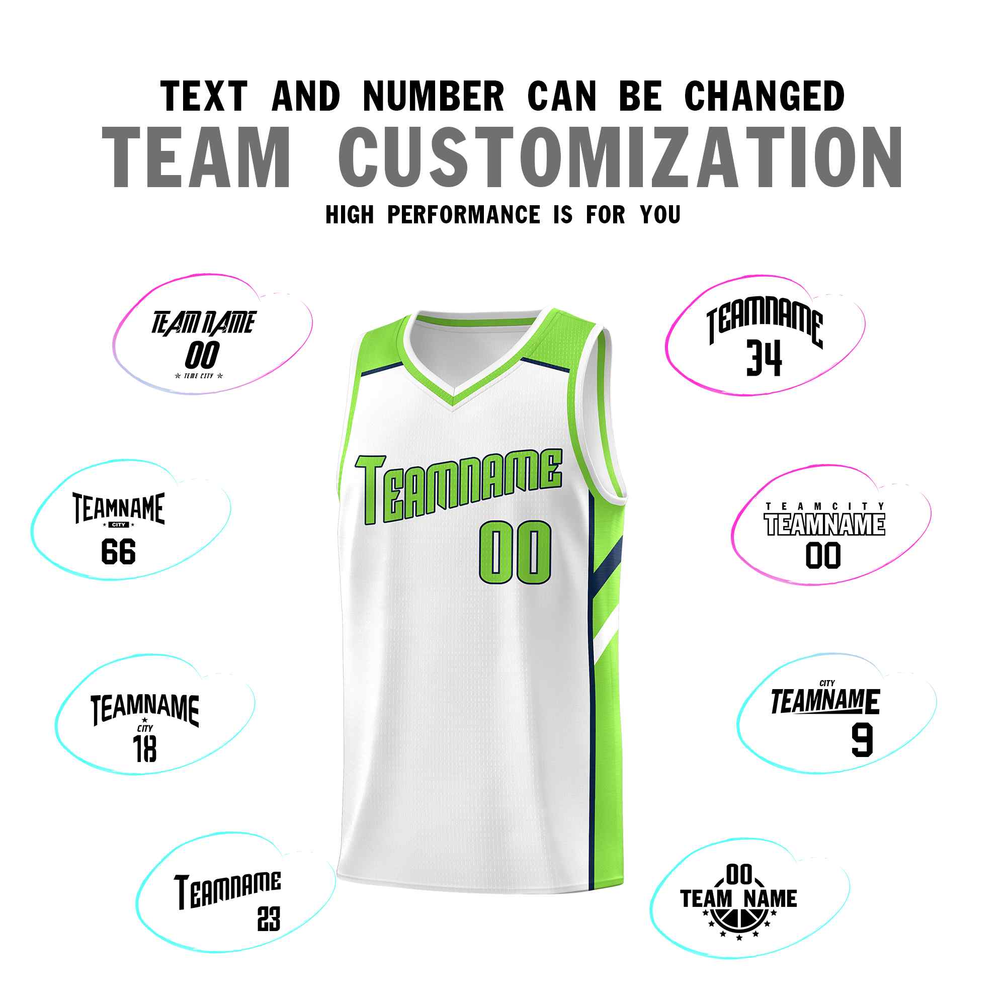 Custom White Neon Green-Navy Classic Sets Sports Uniform Basketball Jersey