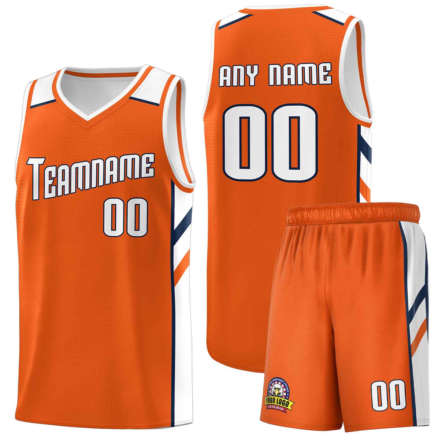 Maillot de basket-ball uniforme de sport, ensembles classiques Orange blanc-marine personnalisés