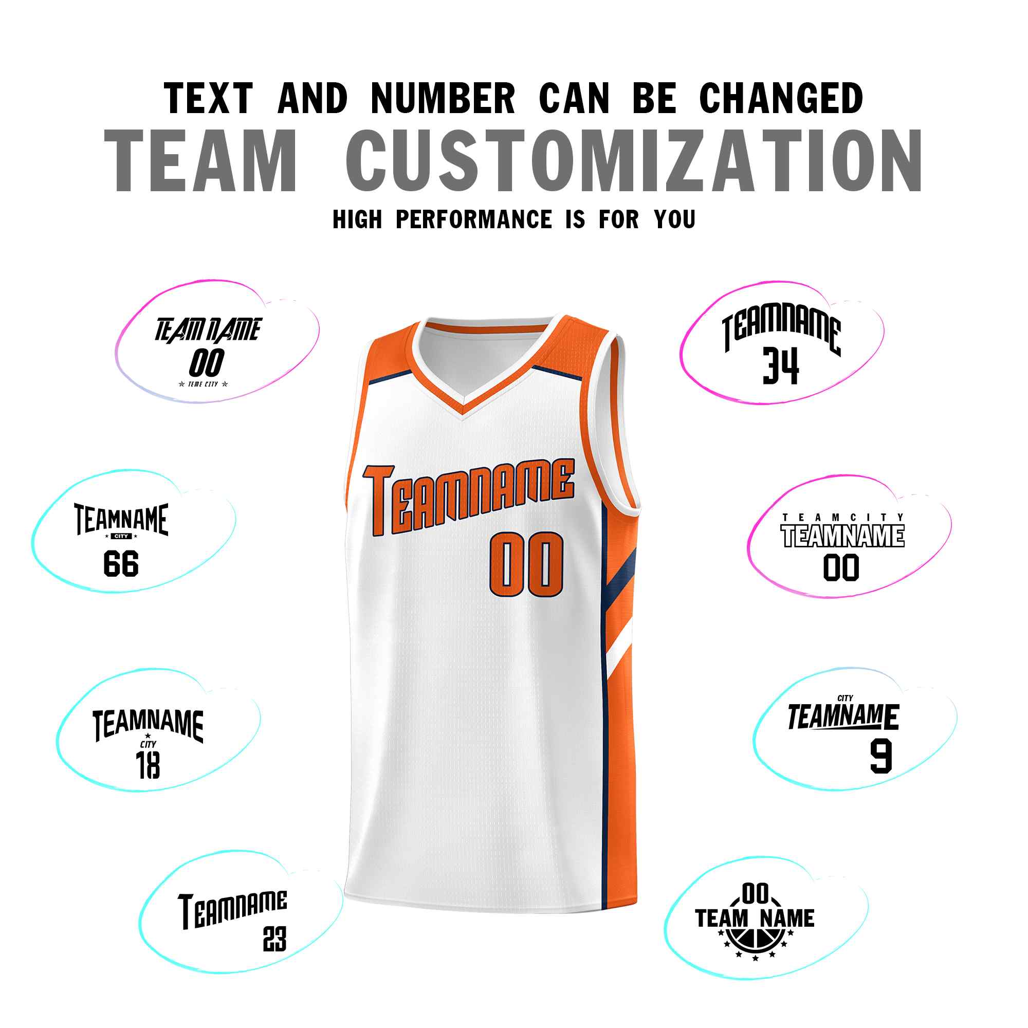 Custom White Orange-Navy Classic Sets Sports Uniform Basketball Jersey