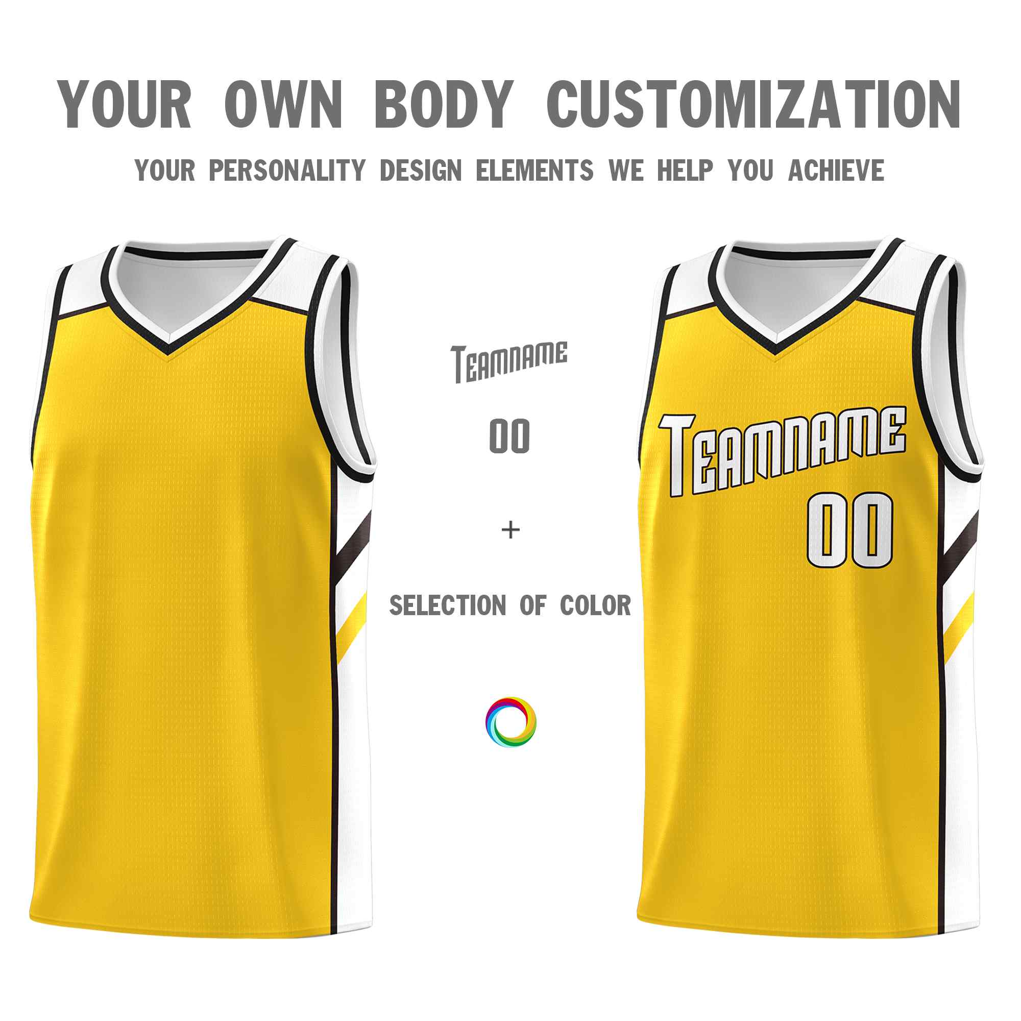 Custom Yellow White-Black Classic Sets Sports Uniform Basketball Jersey