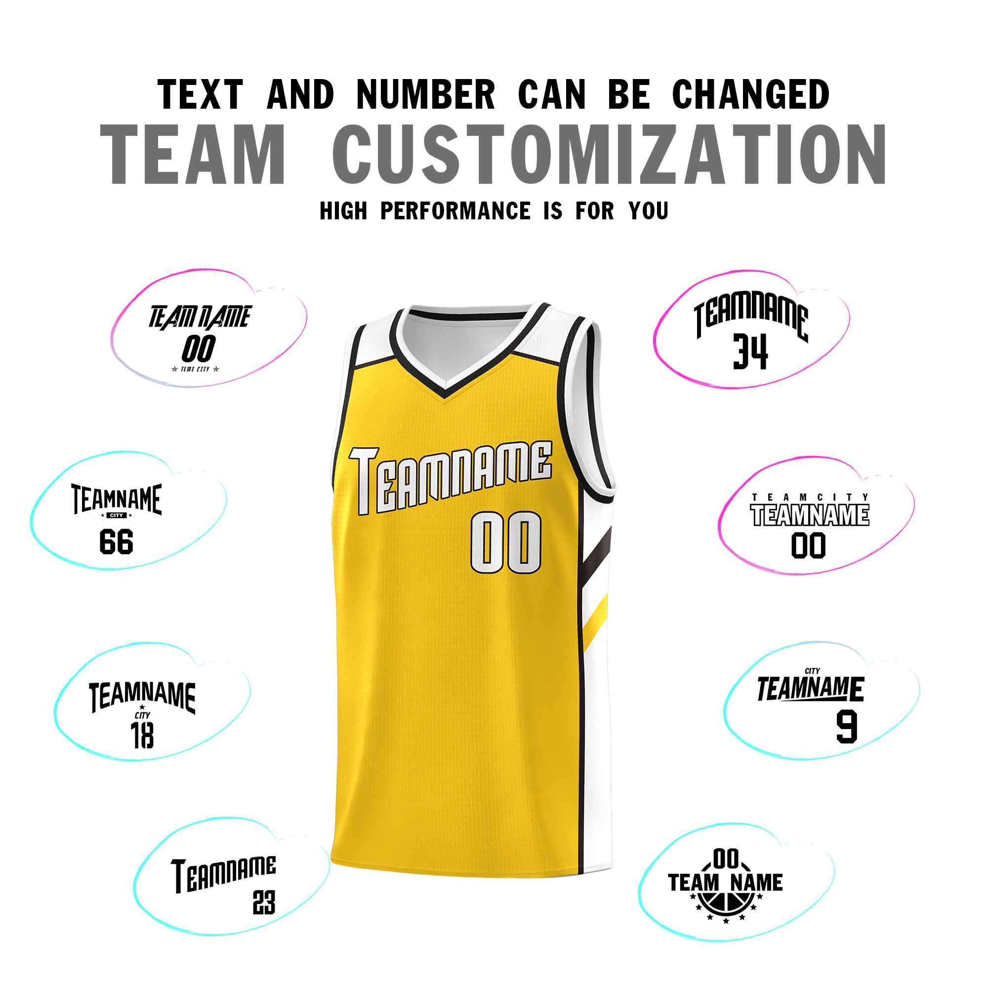 Custom Yellow White-Black Classic Sets Sports Uniform Basketball Jersey