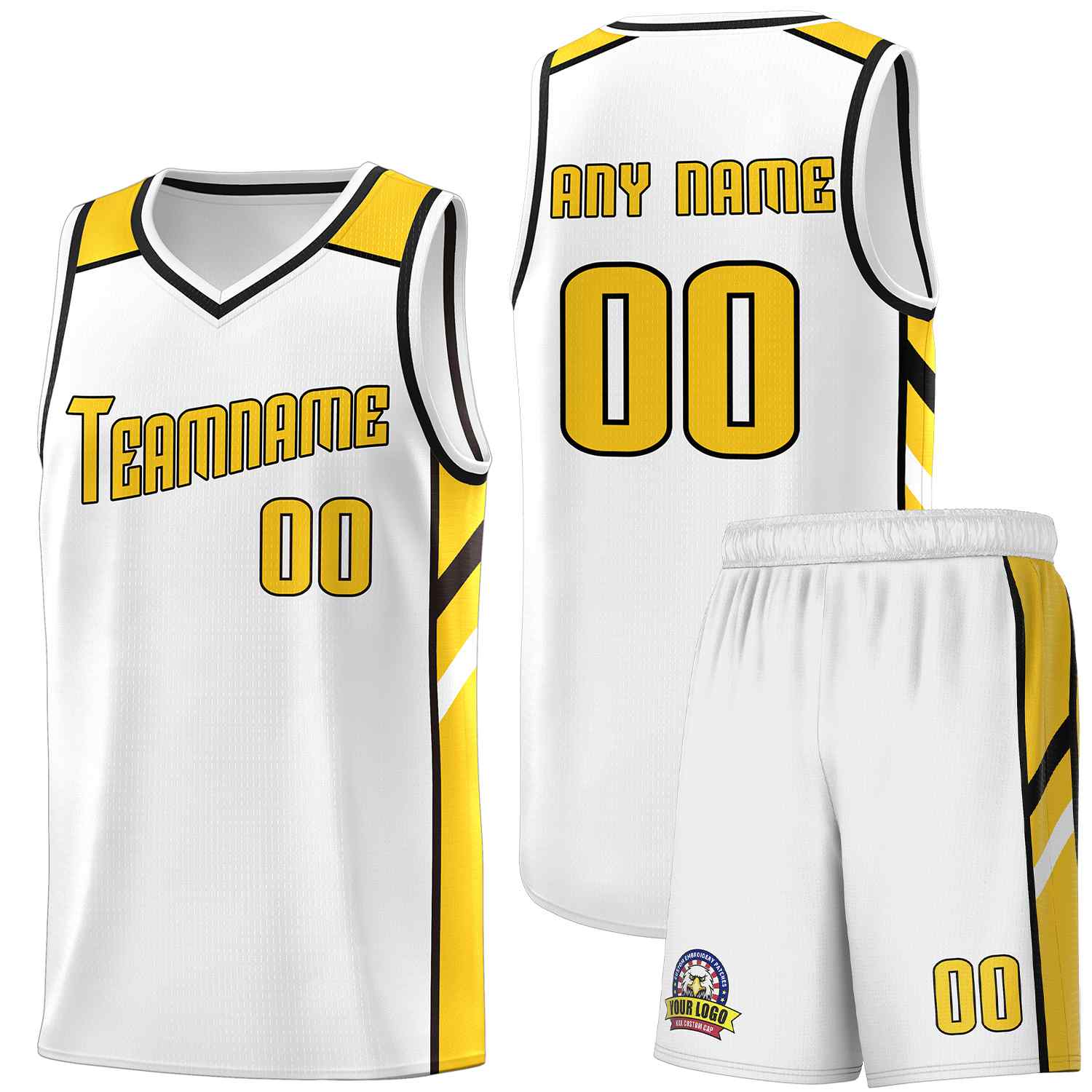 Ensembles classiques personnalisés blanc jaune-noir, maillot de basket-ball uniforme de sport