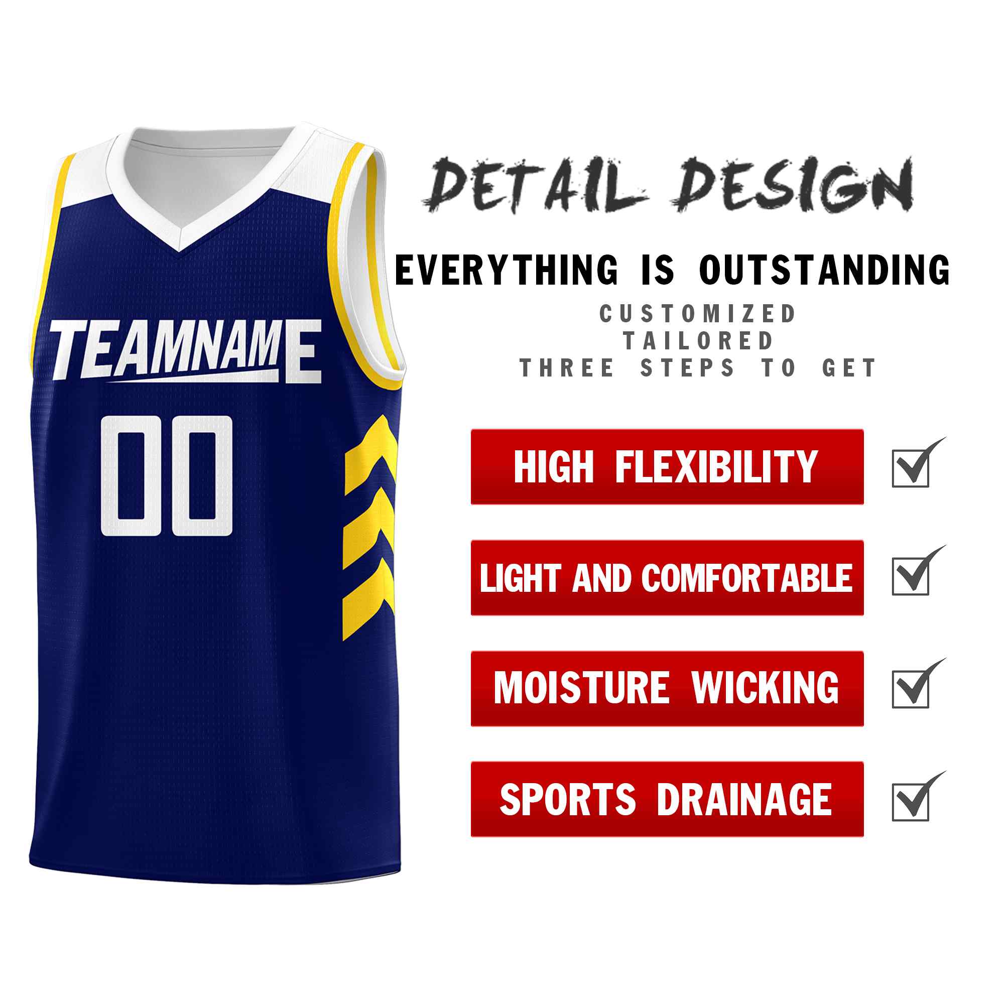 Custom Navy White Classic Sets Sports Uniform Basketball Jersey