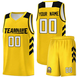 Le classique noir jaune personnalisé définit le maillot de basket-ball uniforme de sport