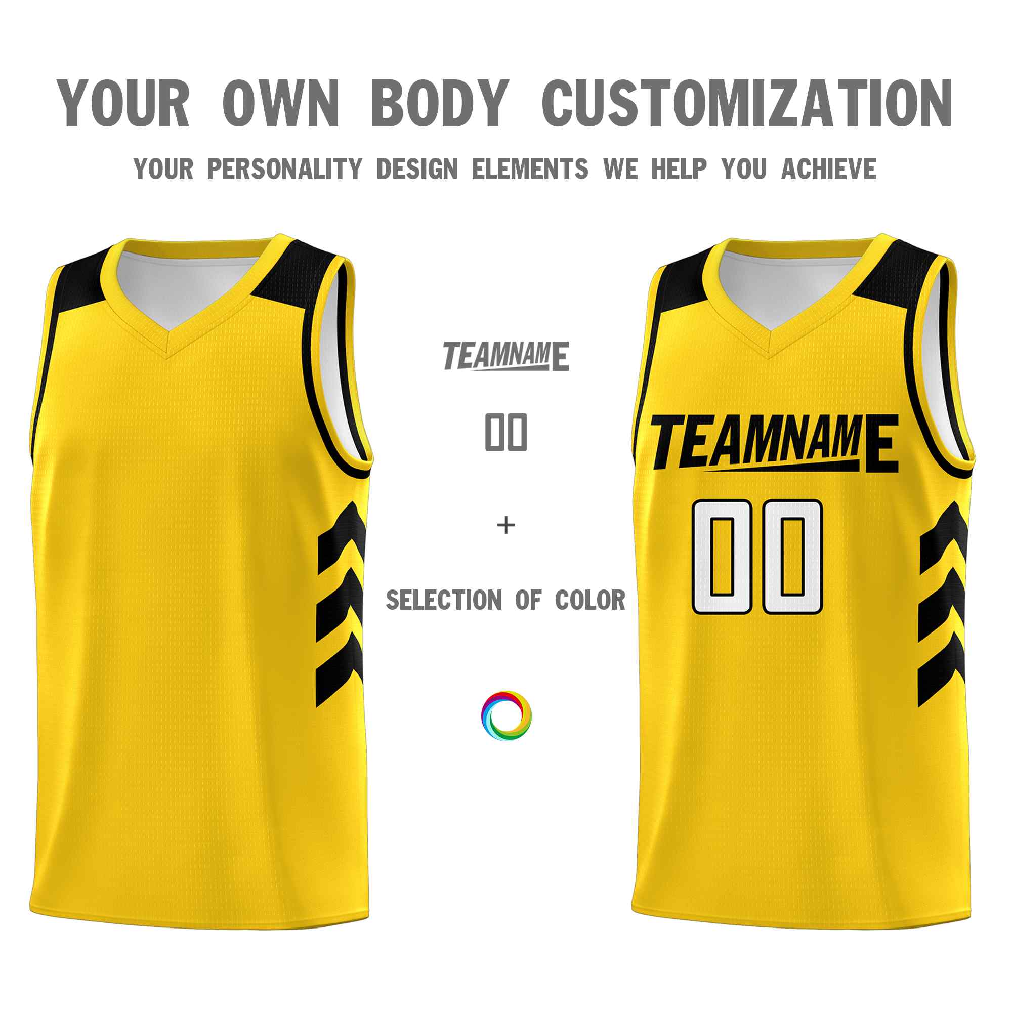 Custom Yellow Black Classic Sets Sports Uniform Basketball Jersey