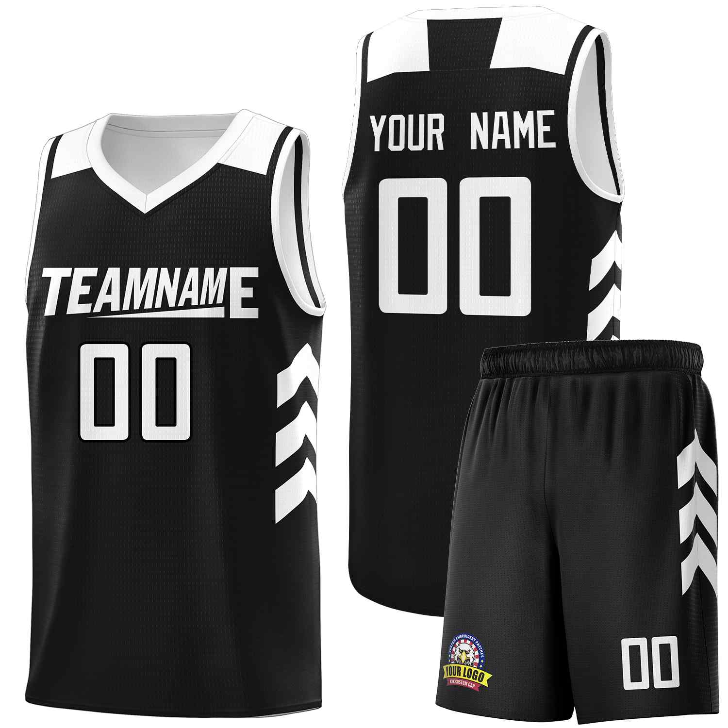 Ensembles classiques noirs et blancs personnalisés, maillot de basket-ball uniforme de sport