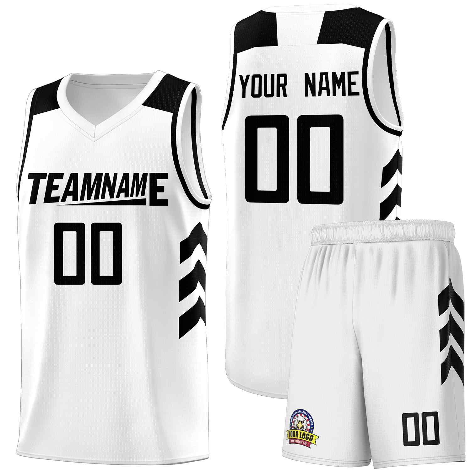 Ensembles classiques noirs et blancs personnalisés, maillot de basket-ball uniforme de sport