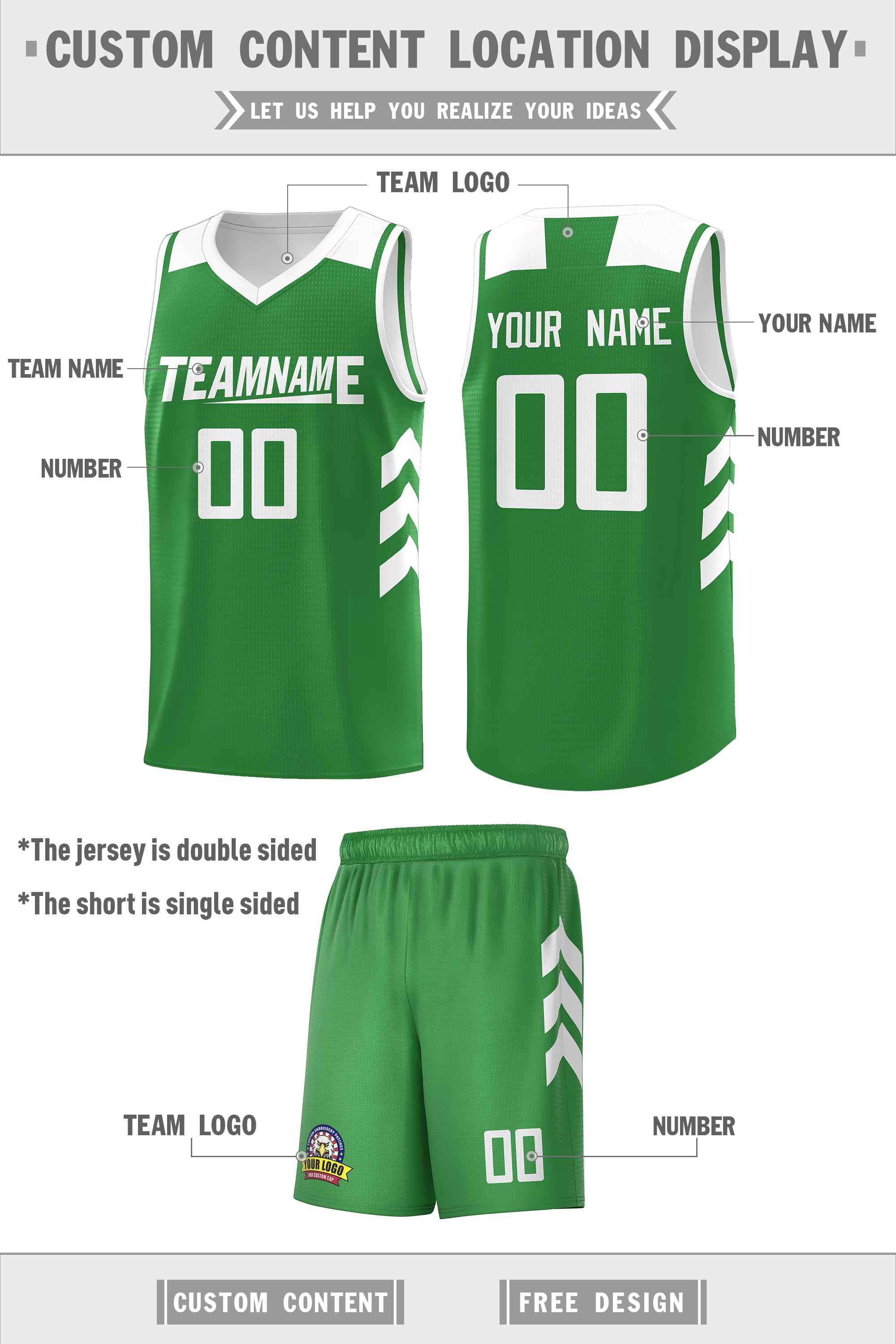 Custom Green White Classic Sets Sports Uniform Basketball Jersey