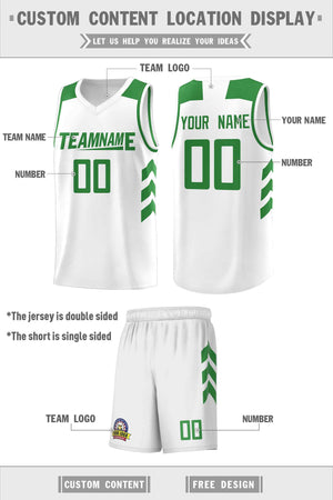 Le classique vert blanc personnalisé définit le maillot de basket-ball uniforme de sport