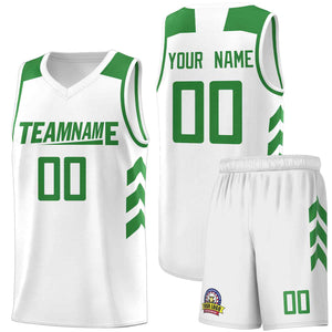 Le classique vert blanc personnalisé définit le maillot de basket-ball uniforme de sport