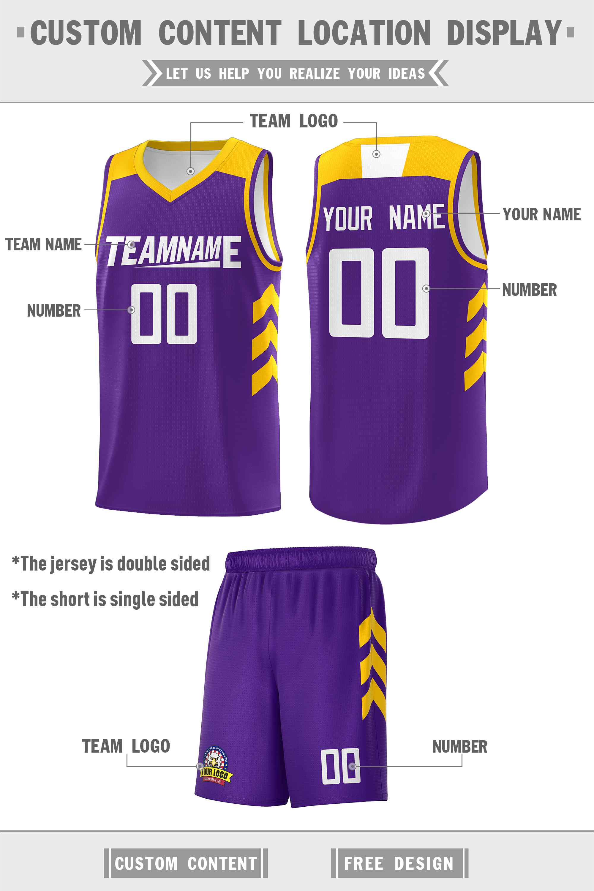 Ensembles classiques violets et blancs personnalisés, maillot de basket-ball uniforme de sport