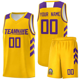 Le classique violet jaune personnalisé définit le maillot de basket-ball uniforme de sport