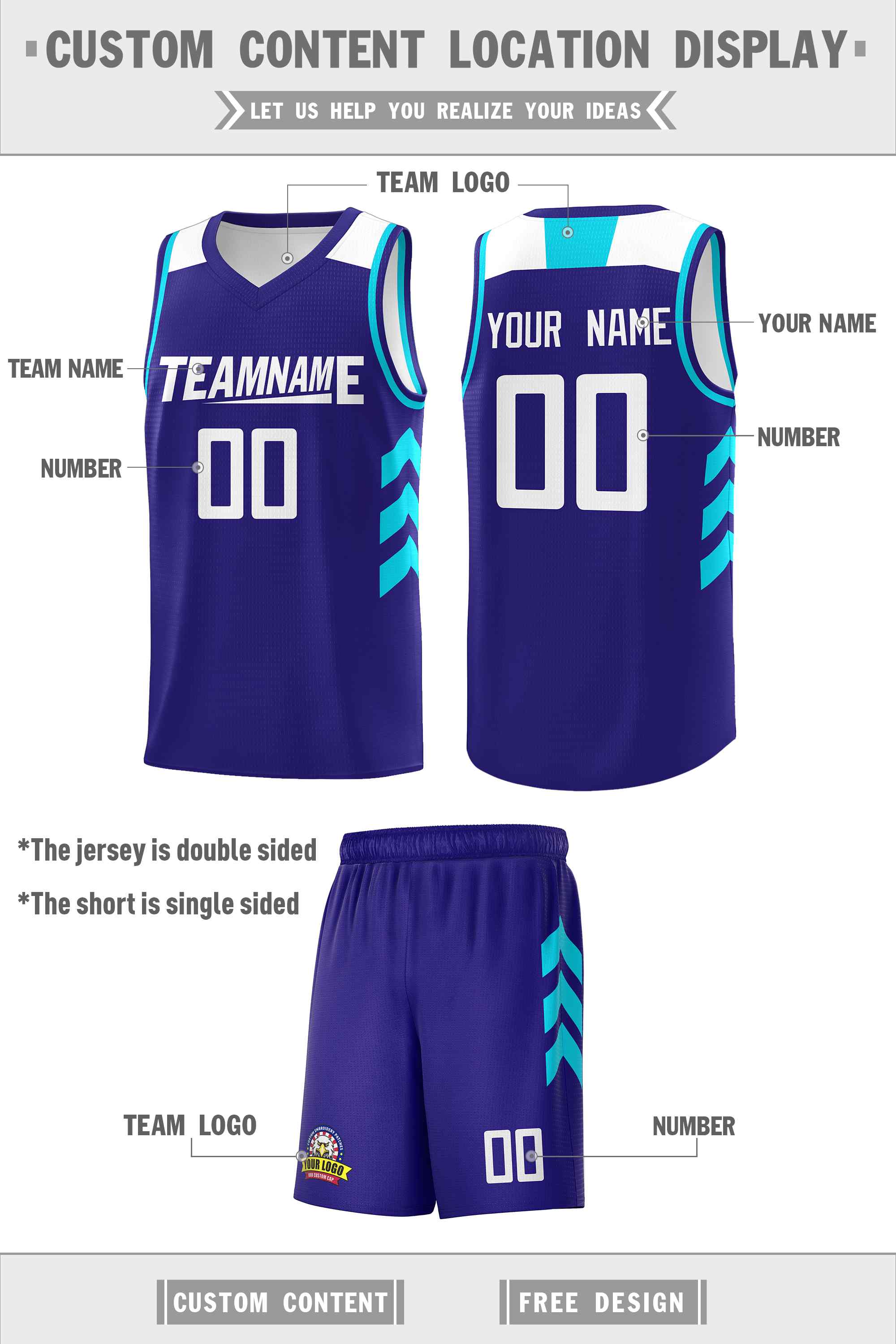 Custom Royal White Classic Sets Sports Uniform Basketball Jersey