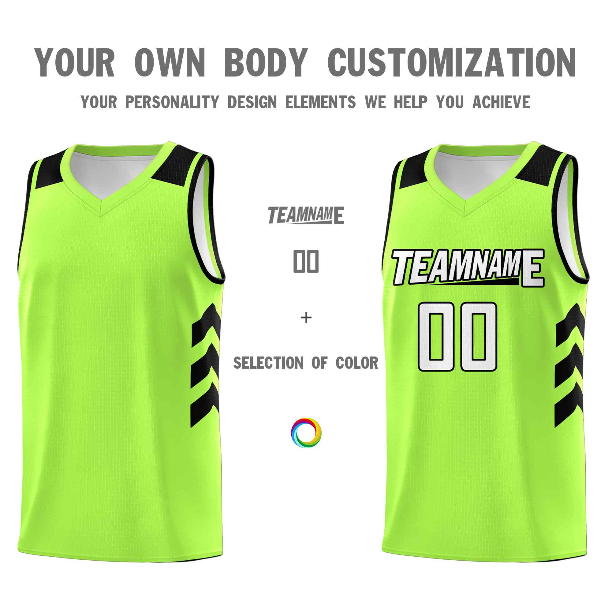 Custom Neon Green White-Black Classic Sets Sports Uniform Basketball Jersey