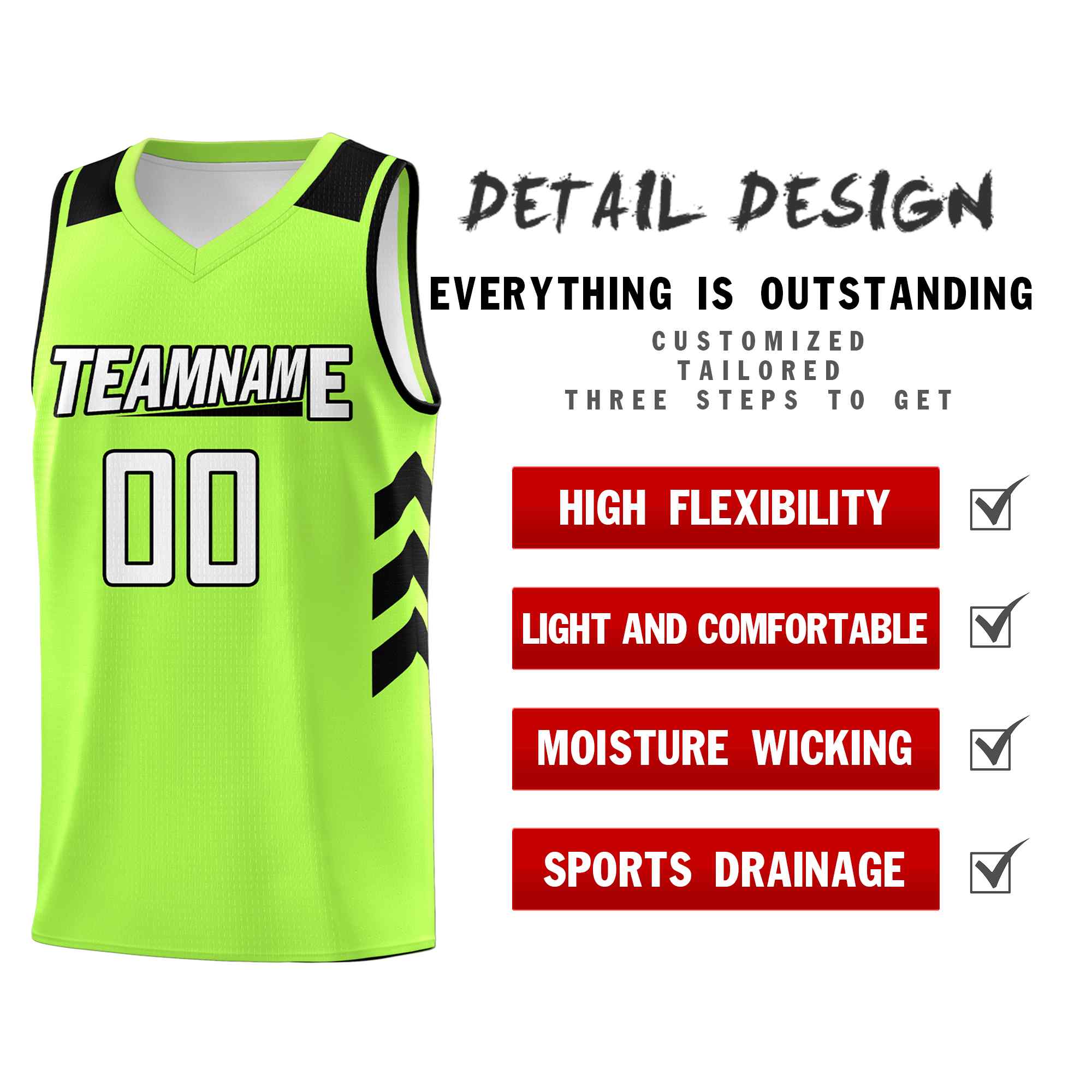 Custom Neon Green White-Black Classic Sets Sports Uniform Basketball Jersey