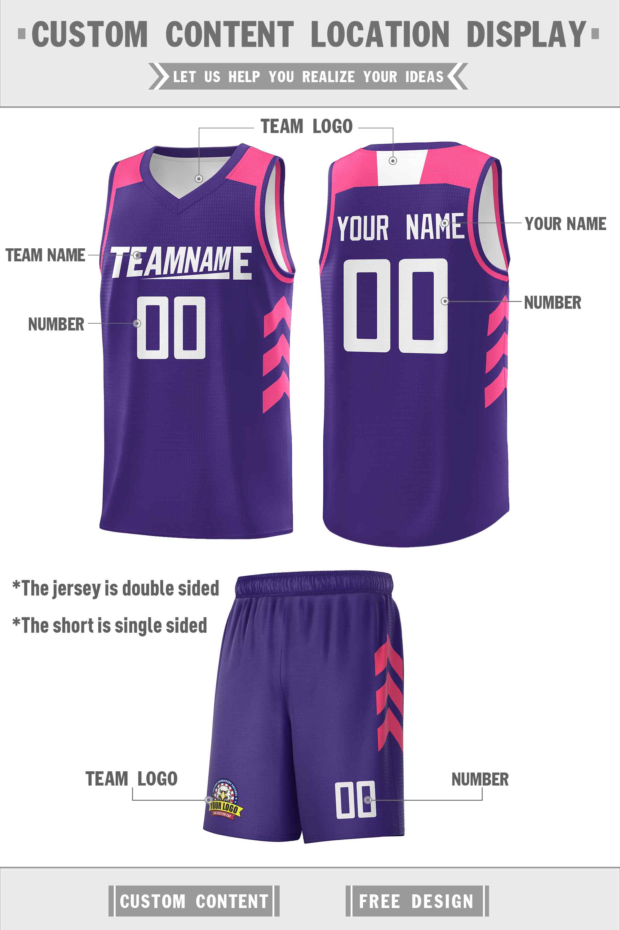 Ensembles classiques violets et blancs personnalisés, maillot de basket-ball uniforme de sport