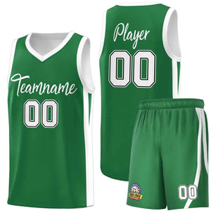 Le classique blanc vert personnalisé définit le maillot de basket-ball uniforme de sport