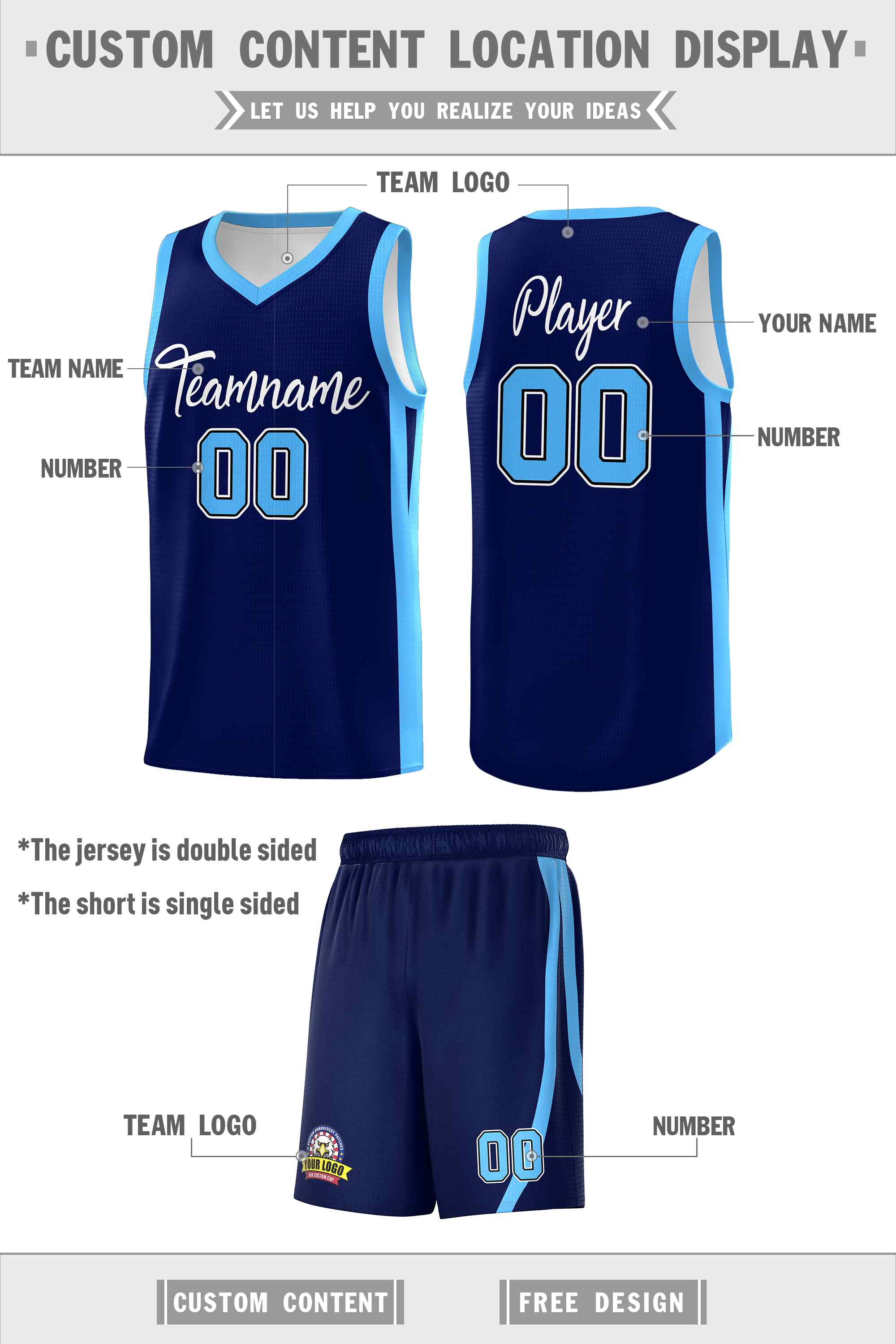 Custom Navy White Classic Sets Sports Uniform Basketball Jersey