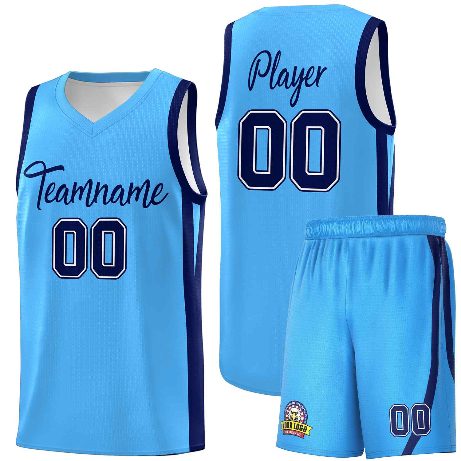 Custom Light Blue Navy Classic Sets Sports Uniform Basketball Jersey