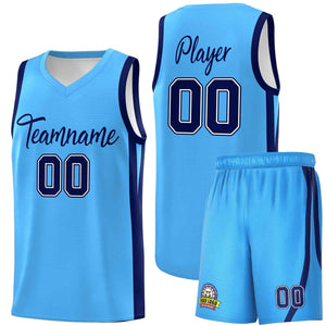 Le classique bleu clair personnalisé de la marine définit le maillot de basket-ball uniforme de sport