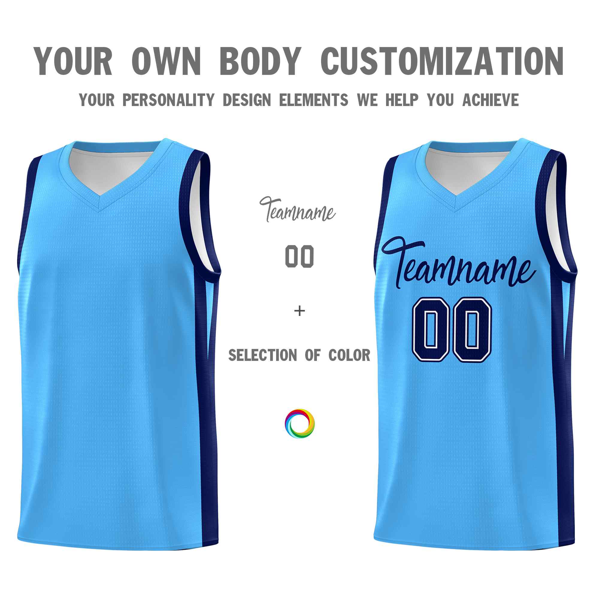 Custom Light Blue Navy Classic Sets Sports Uniform Basketball Jersey