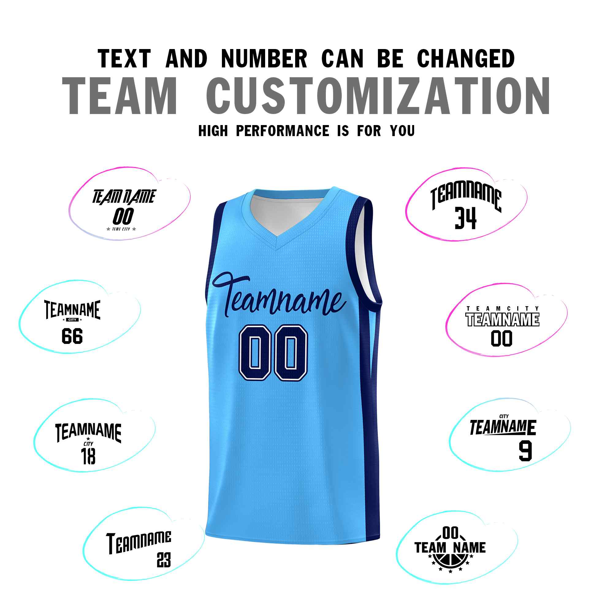 Custom Light Blue Navy Classic Sets Sports Uniform Basketball Jersey