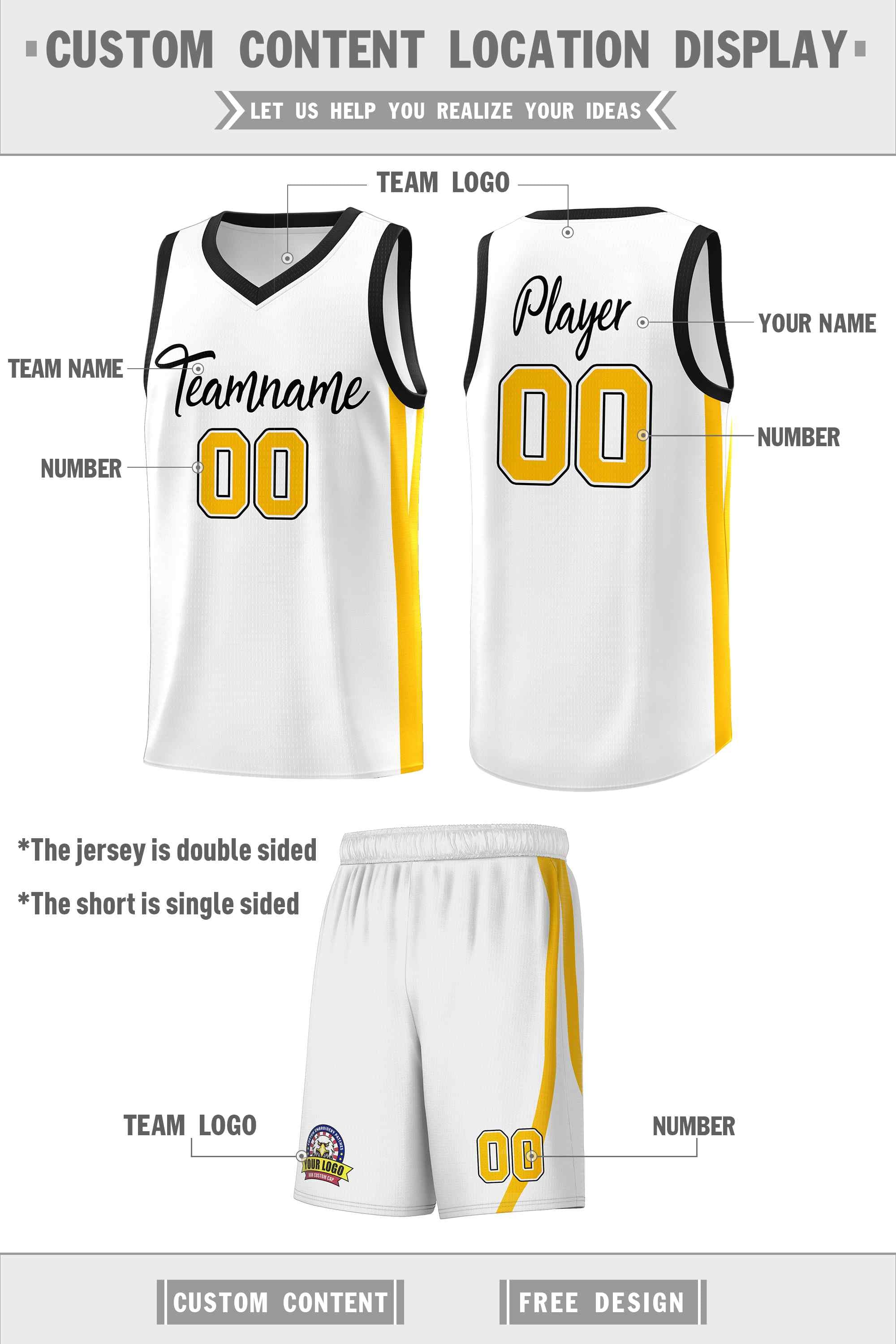 Custom White Black Classic Sets Sports Uniform Basketball Jersey