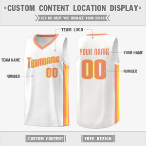 Custom White Orange Classic Tops Breathable Basketball Jersey