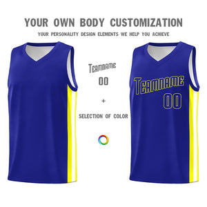 Custom Royal Yellow-White Classic Tops Tank Top Basketball Jersey