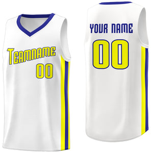 Débardeur classique personnalisé blanc jaune-Royal, maillot de basket-ball