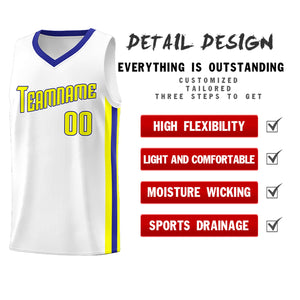 Débardeur classique personnalisé blanc jaune-Royal, maillot de basket-ball