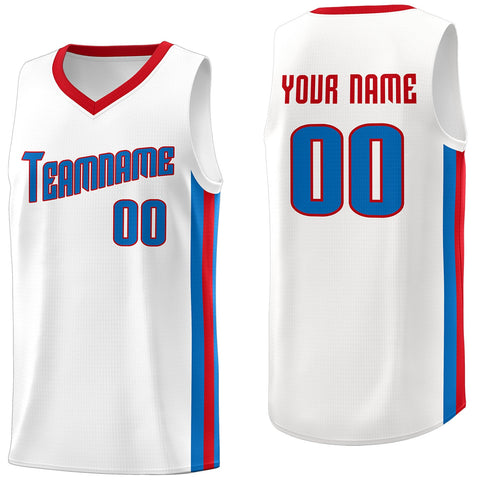 Custom White Royal-Red Classic Tops Tank Top Basketball Jersey