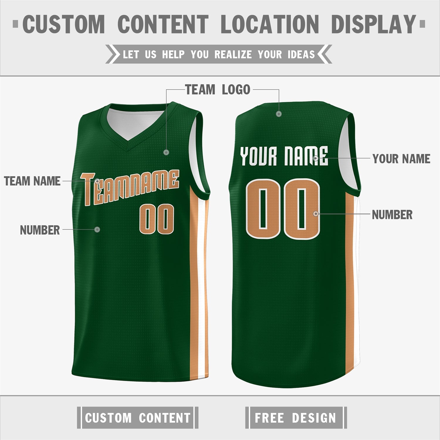 Custom Green Khaki Classic Tops Tank Top Basketball Jersey