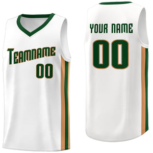 Custom White Green-Khaki Classic Tops Tank Top Basketball Jersey