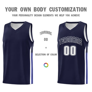 Custom Navy White Classic Tops Fashion Sportwear Basketball Jersey