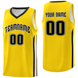 Custom Yellow Black Classic Tops Athletic Casual Basketball Jersey