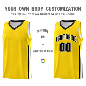 Custom Yellow Black Classic Tops Athletic Casual Basketball Jersey