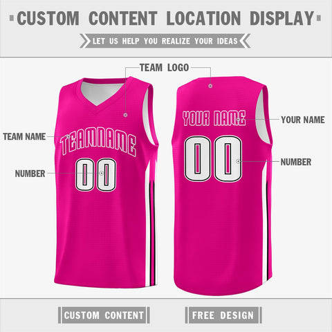 Custom Pink White Classic Tops Athletic Casual Basketball Jersey