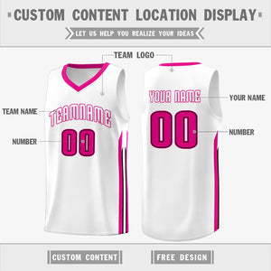 Custom White Pink Classic Tops Athletic Basketball Jersey