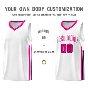 Custom White Pink Classic Tops Athletic Basketball Jersey