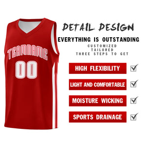 Custom Red White Classic Tops Fashion Sportwear Basketball Jersey