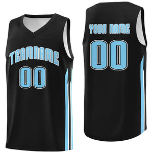 Custom Black Light Blue Classic Tops Sport Game Basketball Jersey