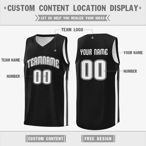 Custom Black White Classic Tops Sport Game Basketball Jersey