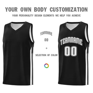 Custom Black White Classic Tops Sport Game Basketball Jersey