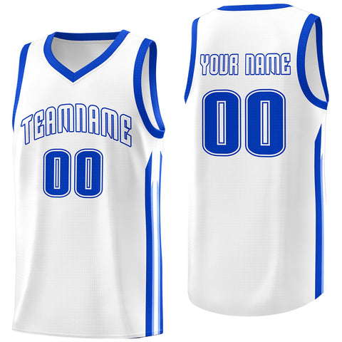 Custom White Royal Classic Tops Athletic Casual Basketball Jersey